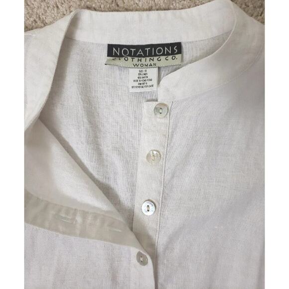 Clothing Co By Notations Blouse Plus Size 1X White Button Up Shirt Linen Blend. - Picture 4 of 5